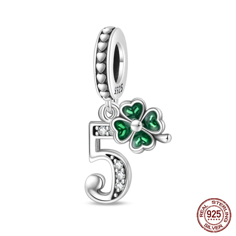 Sterling Silver Four Leaf Clover Lucky Numbers Charms Shopella PAC1111-5  