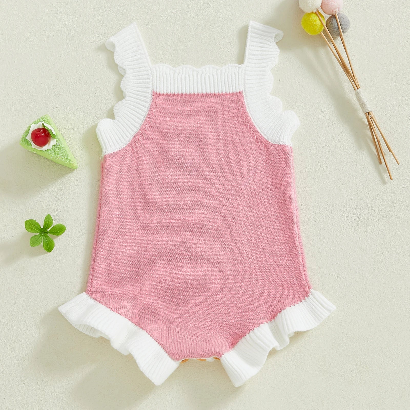 Cherry Blossom Ruffle Romper – Baby Girl's Spring Knitwear babywear Shopella