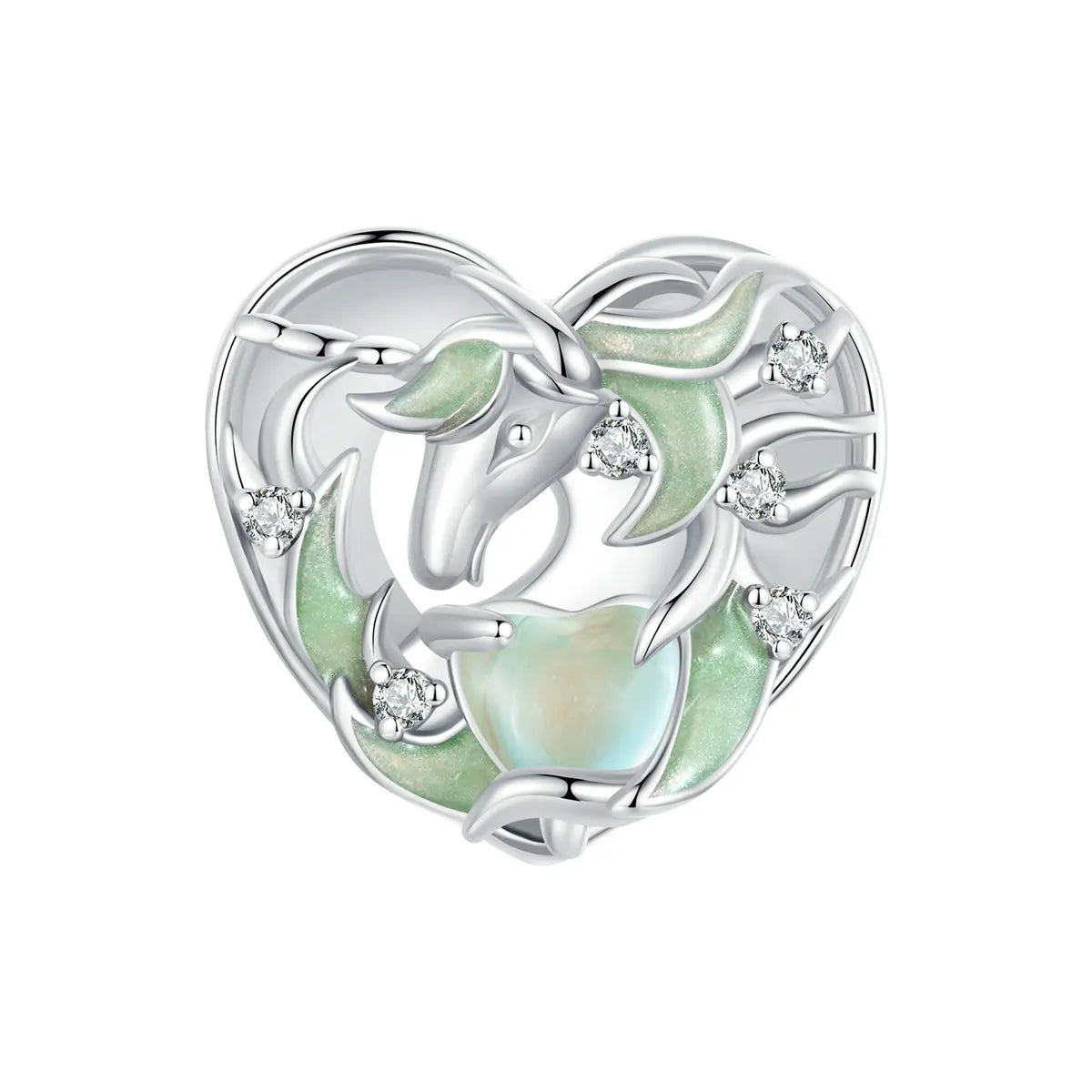 925 Silver Green Butterfly Heart Charm Collection Shopella Heart