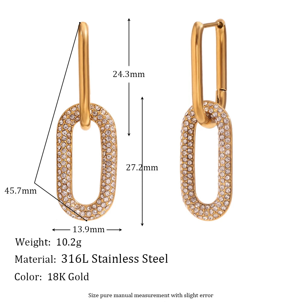 Dazzling Paperclip Zircon Earrings earrings Dropshipman Gold