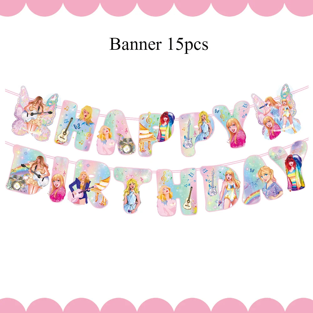 Star Singer Taylor Birthday Party Decorations  Shopella banner-15pcs_4 CHINA_4 