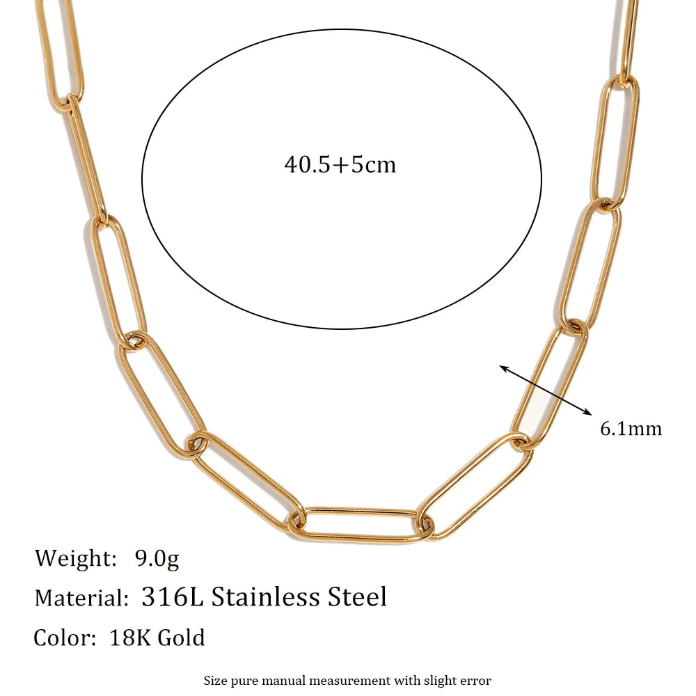 Elegance Defined Paper Clip Chain Necklace necklaces Dropshipman Gold 40.5cm