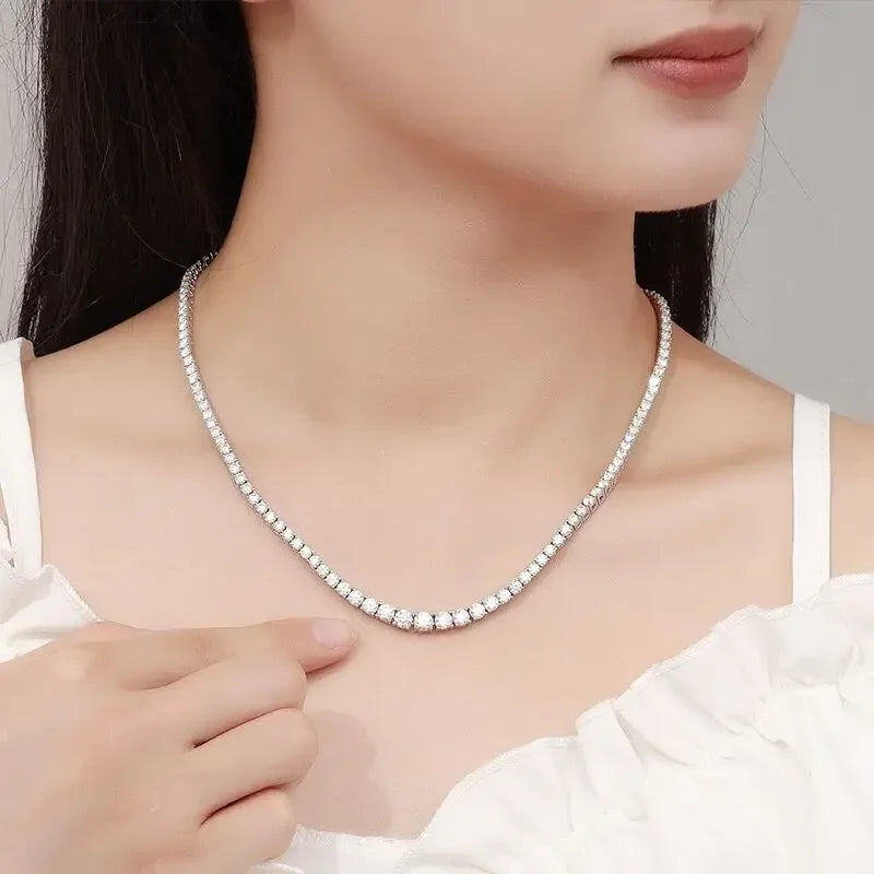 The Whella Sterling Silver Zircon Chain Necklace  Shopella   