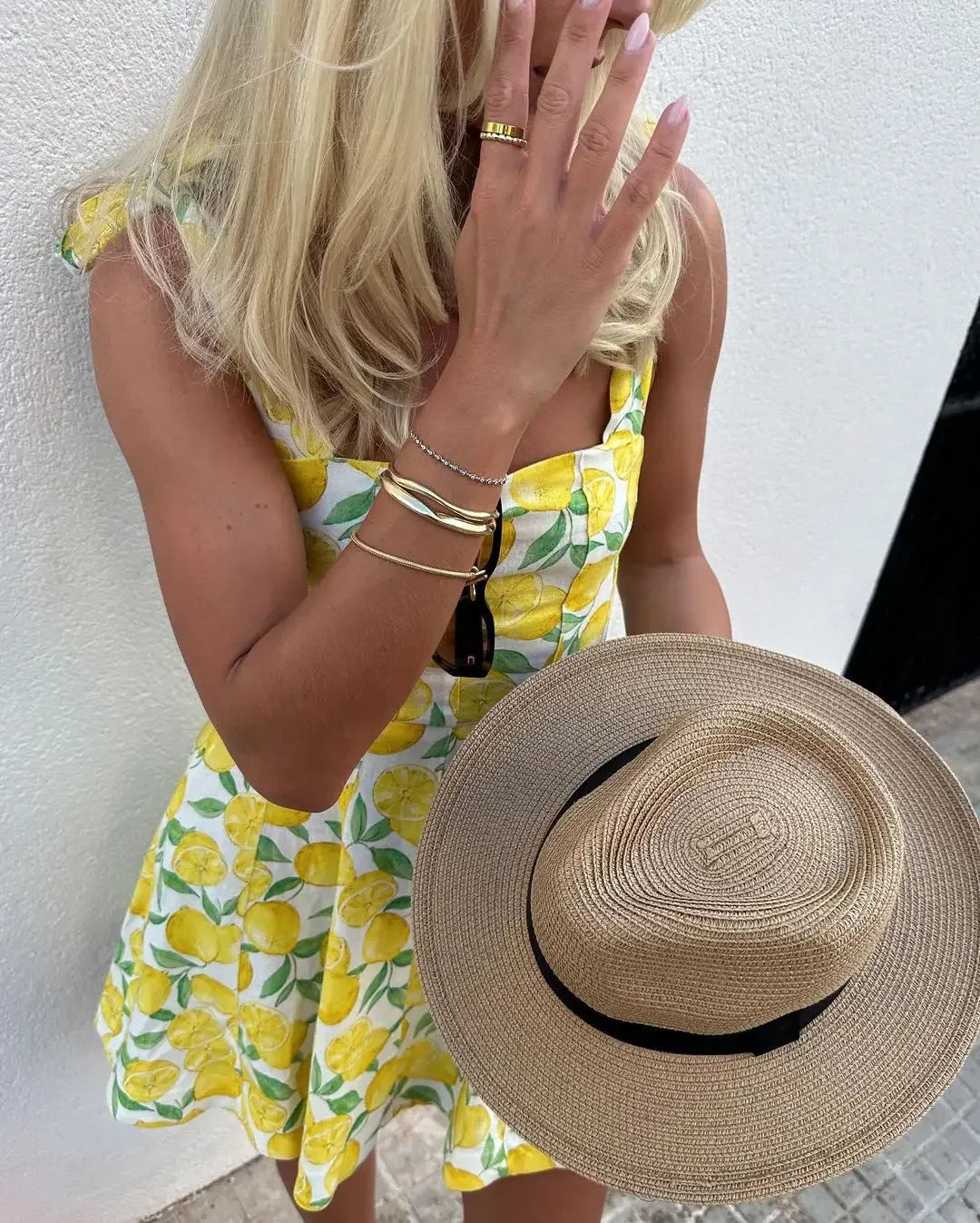 Summer Lemon Print Dress  Shopella   