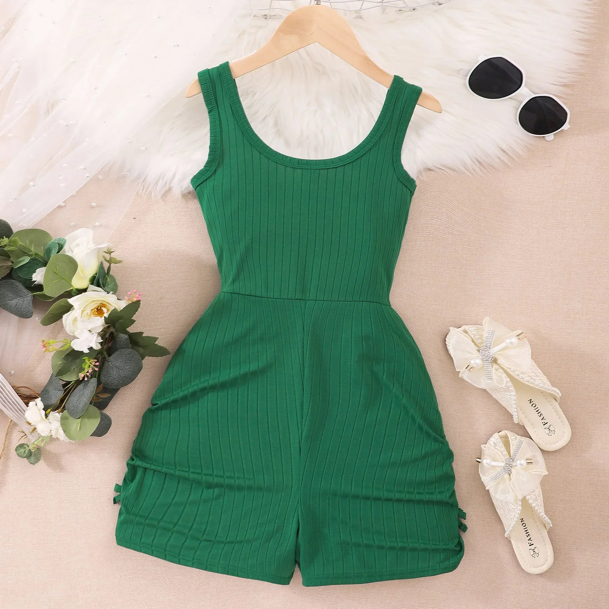 Comfy Ribbed Jumpsuit – Adorable & Comfy kids clothing Shopella green 8-9Y