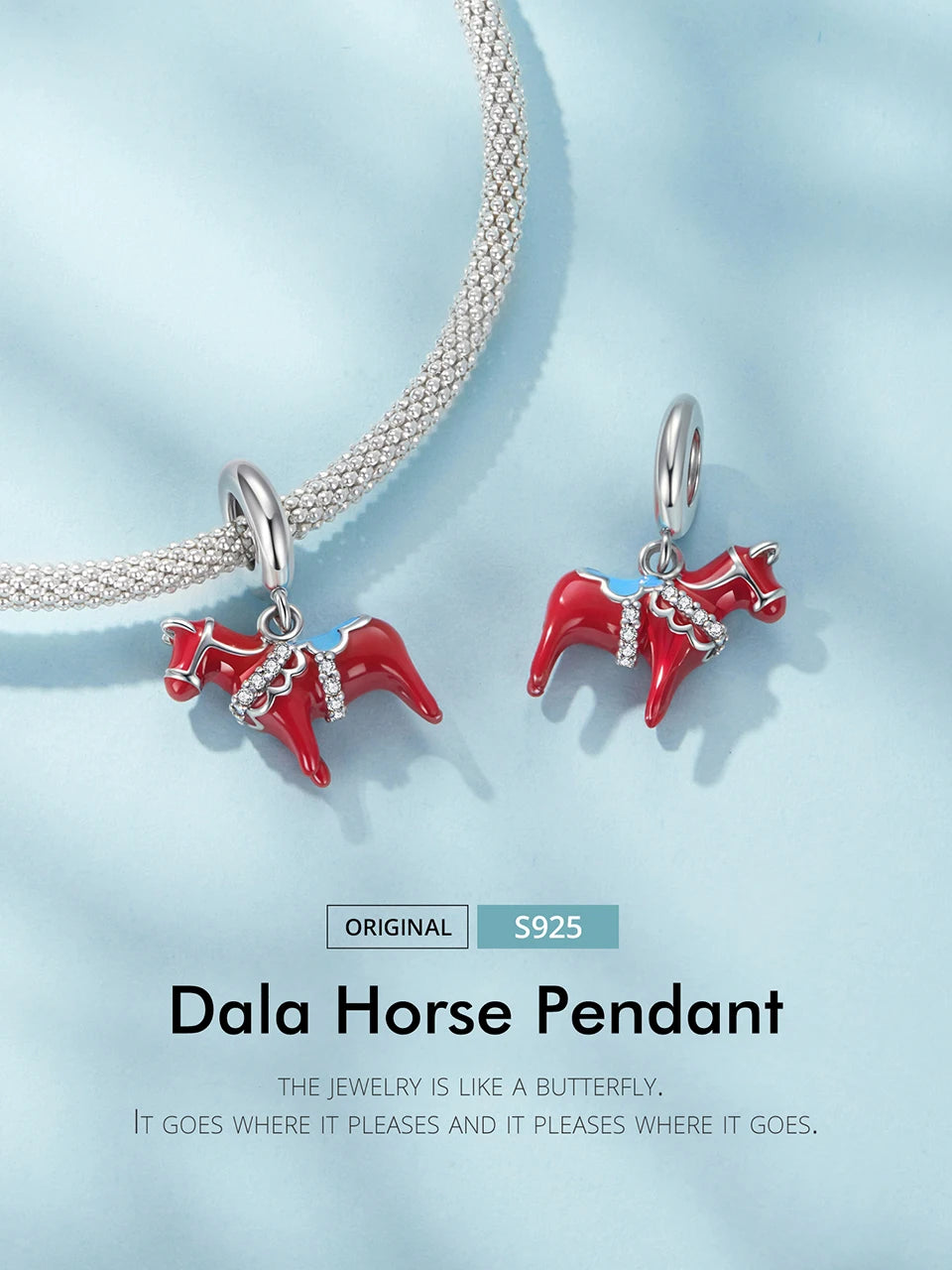 Sterling Silver Dala Horse Charm Charms & pendants Dropshipman