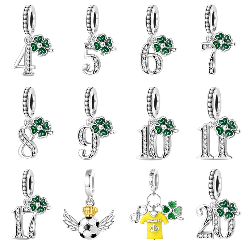 Sterling Silver Four Leaf Clover Lucky Numbers Charms Shopella   