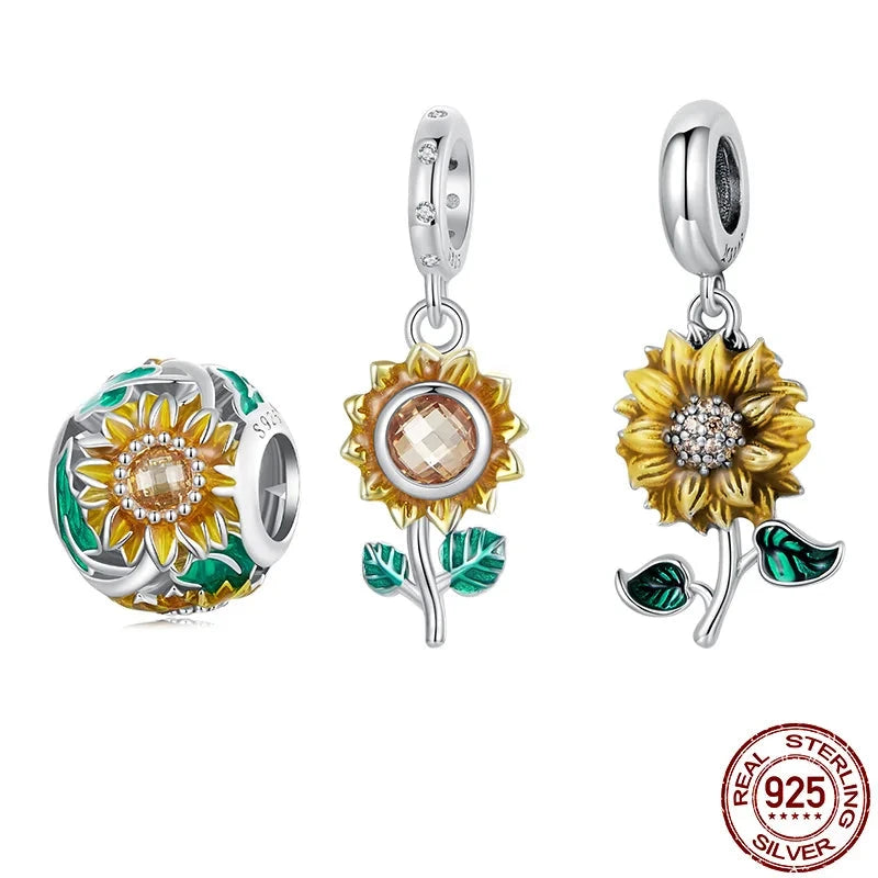 925 Sterling Silver Yellow Sunflower Charms Charms Shopella   