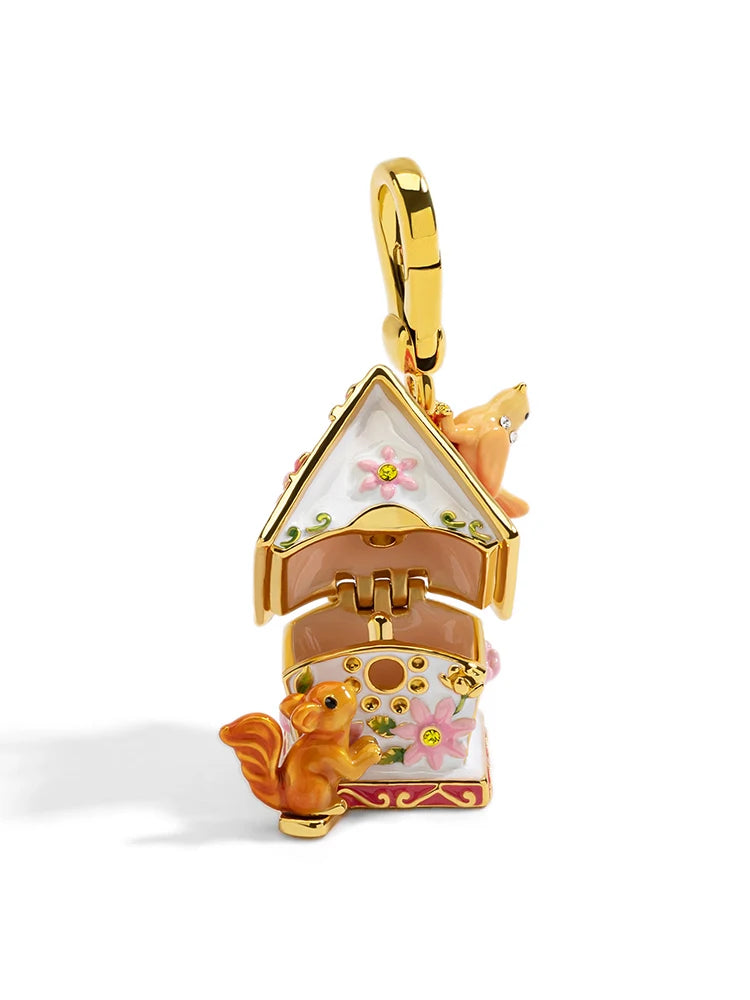 Squirrel & the House Enamel Charm charms Shopella Squirrel House