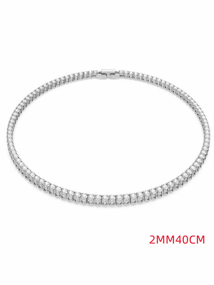 The Whella Sterling Silver Zircon Chain Necklace  Shopella Necklace 2MM40CM  