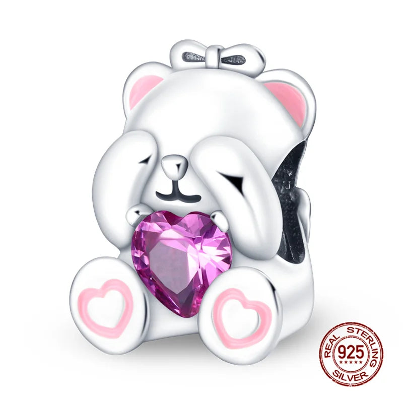 Charms S925 Sterling Silver Cute Bear Series Charm  Shopella PAC395  