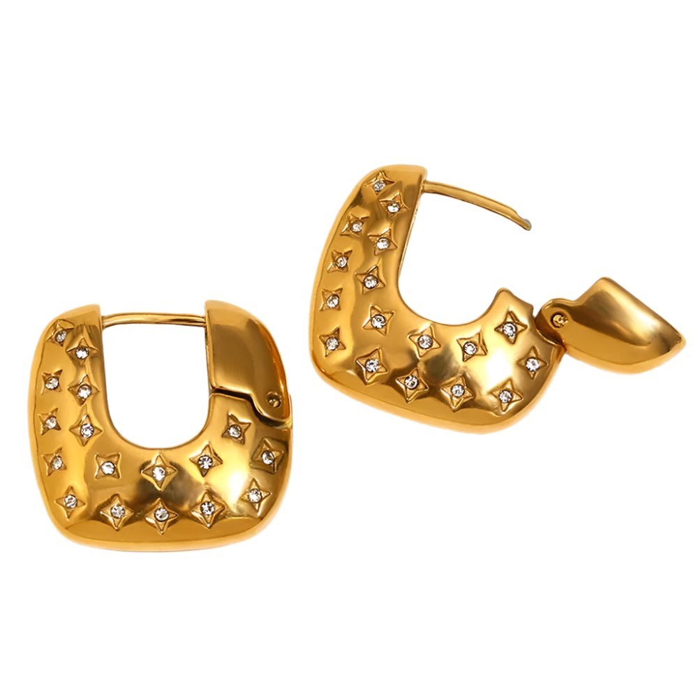 18K Gold Mula Square Hoop Earrings earrings Dropshipman Gold