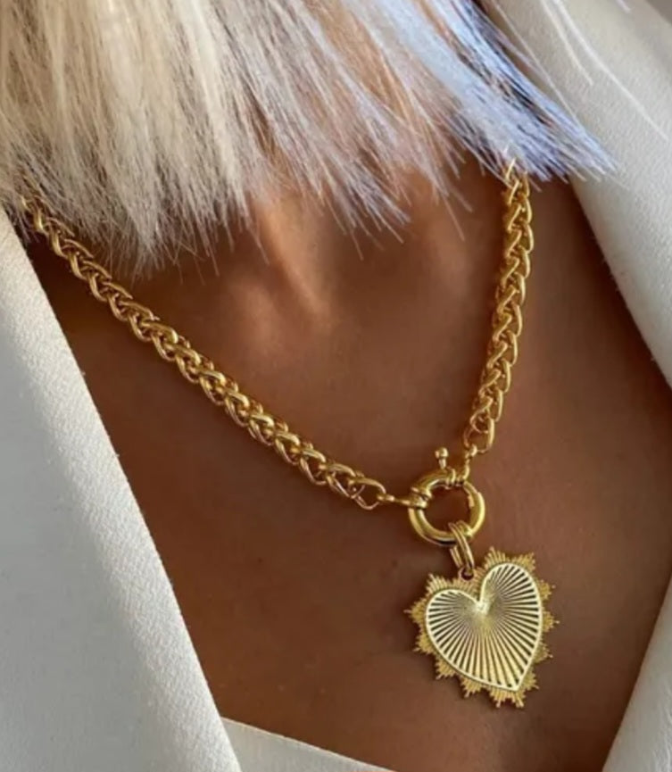 Gold Plated Chunky Heart Necklace NECKLACE Shopella   