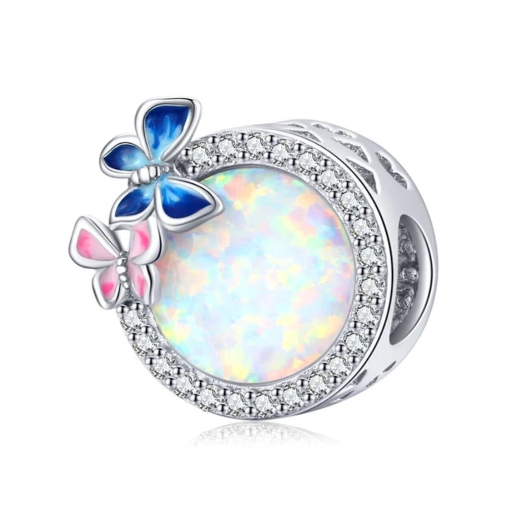 Butterfly Spring Opal Charm silver Charms Shopella   