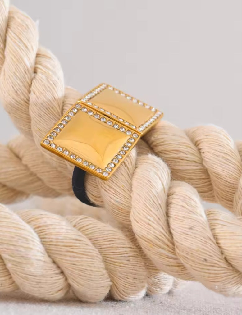 Gold Double Square Hair Band Shopella