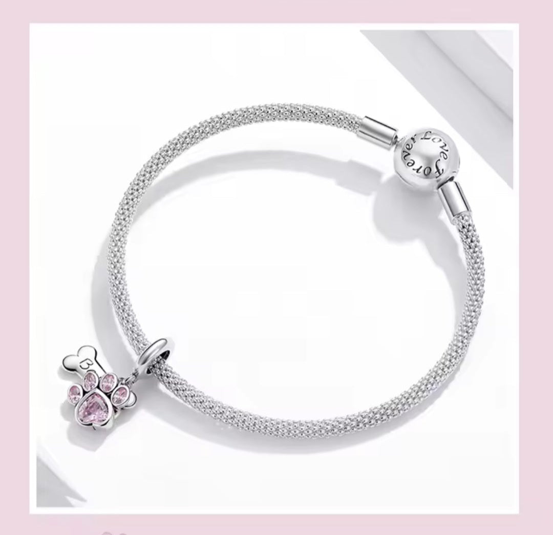 Cute Dog Paw silver Charms Shopella