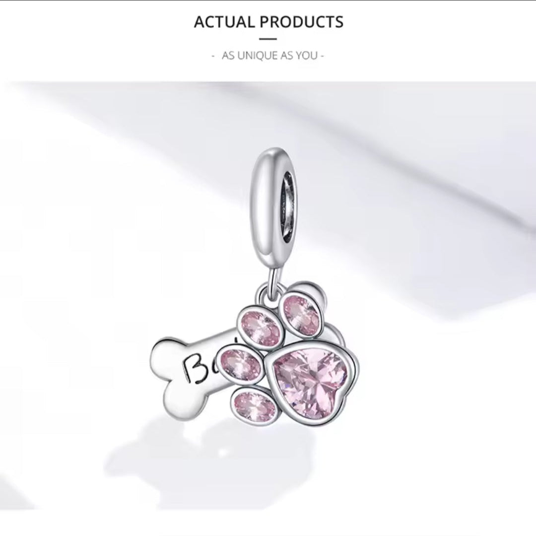 Cute Dog Paw silver Charms Shopella