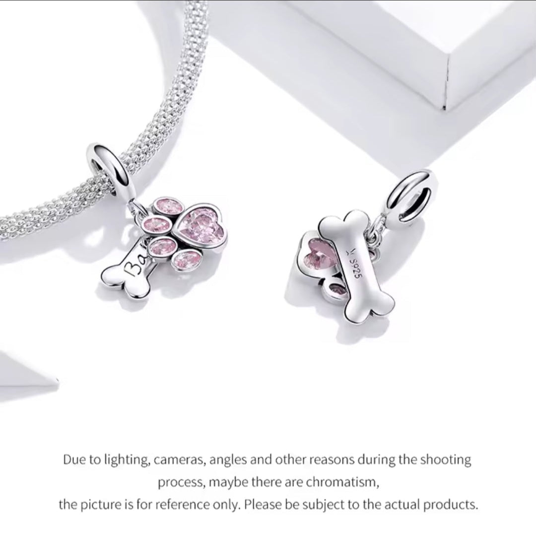 Cute Dog Paw silver Charms Shopella