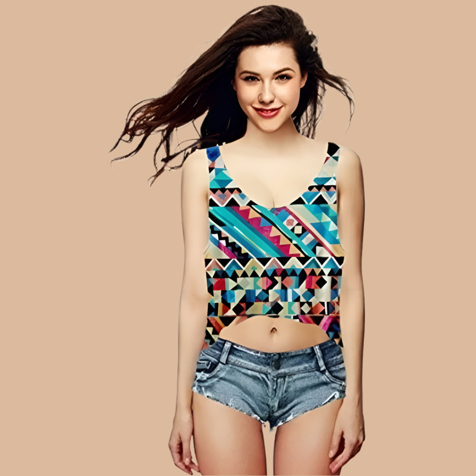 Geo Pattern Summer Crop for teens Crop tops Shopella