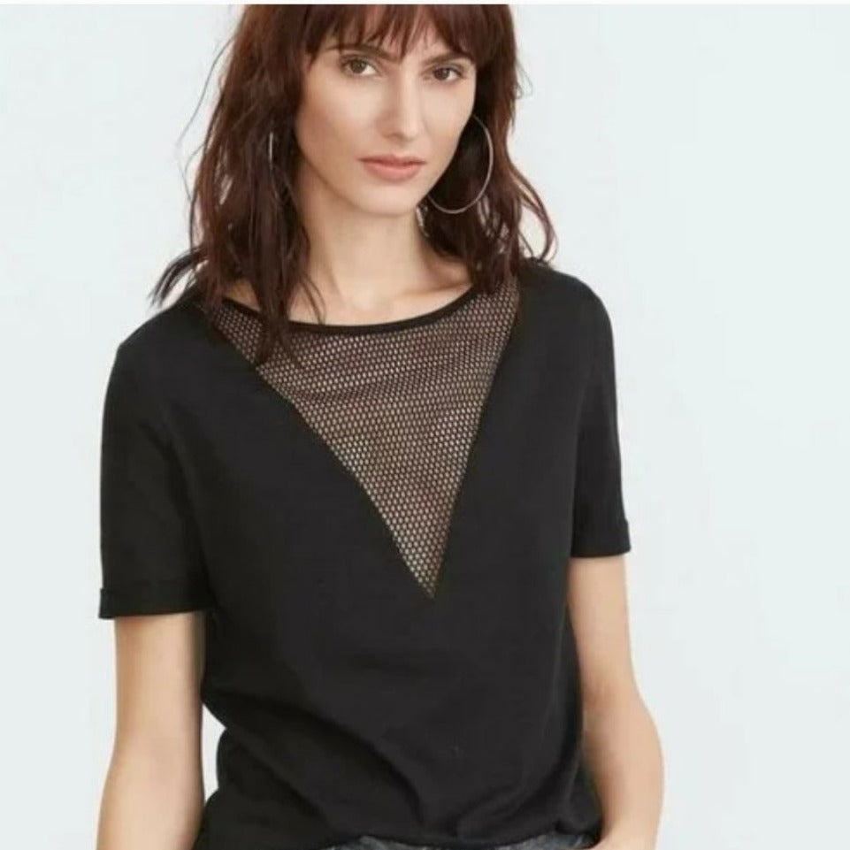 Black Mesh T-Shirt tops Shopella