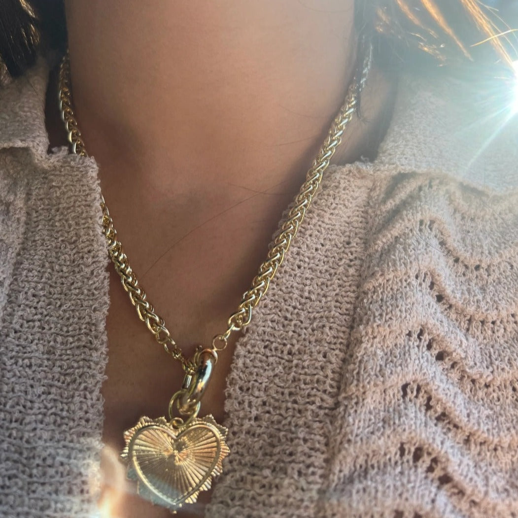 Gold Plated Chunky Heart Necklace NECKLACE Shopella   