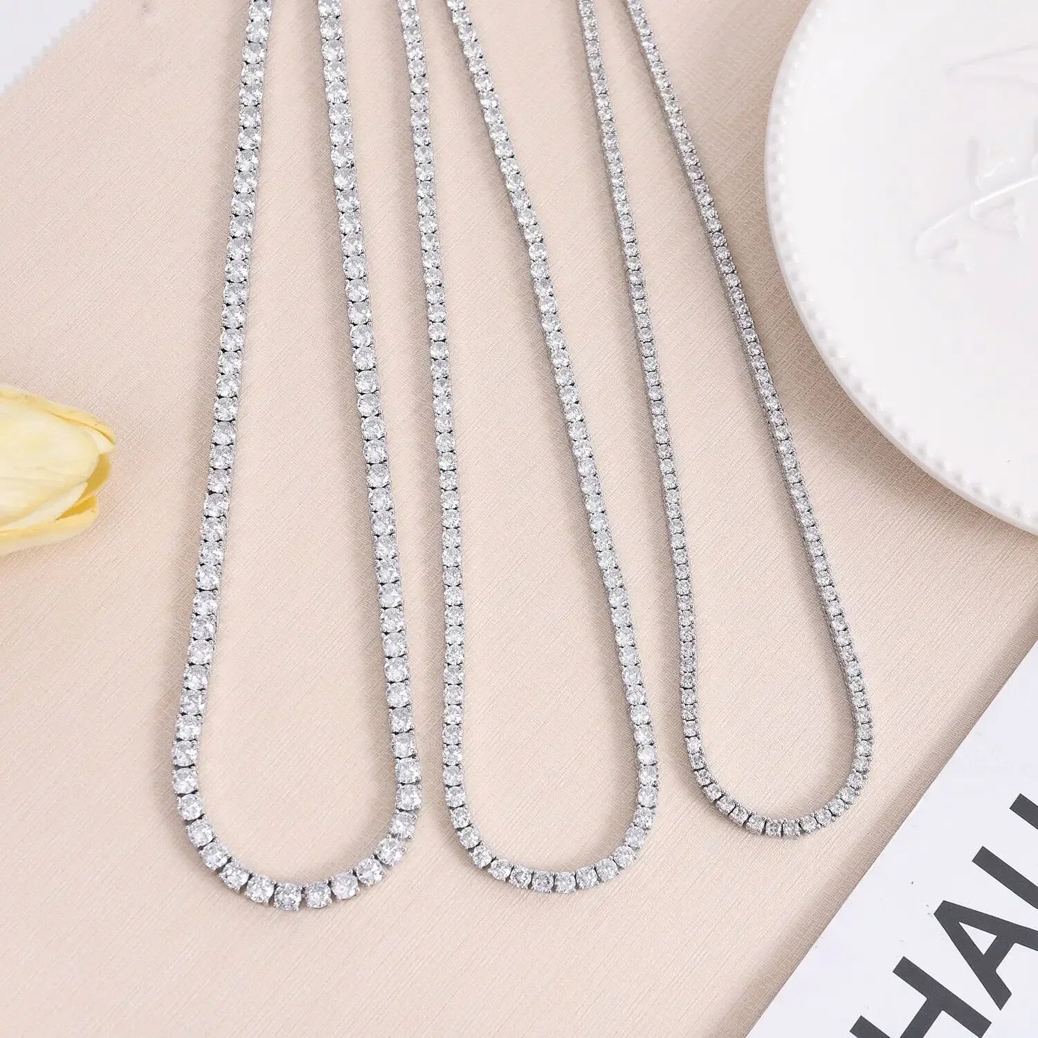 The Whella Sterling Silver Zircon Chain Necklace  Shopella   