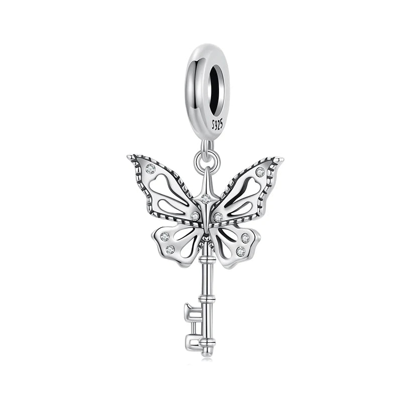 925 Silver Green Butterfly Heart Charm Collection Shopella Butterfly key