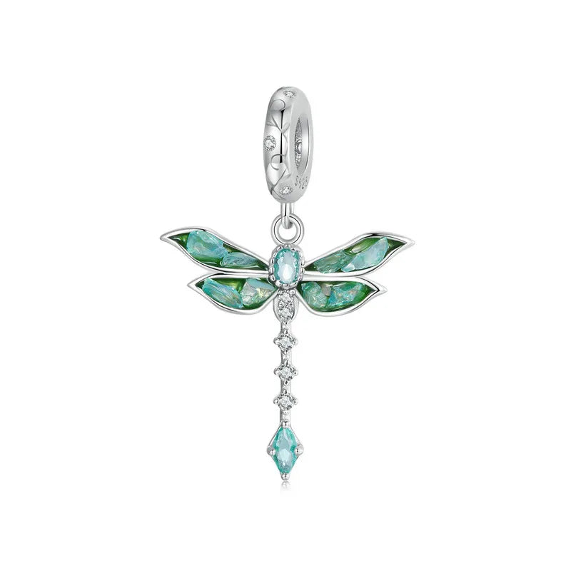 925 Silver Green Butterfly Heart Charm Collection Shopella