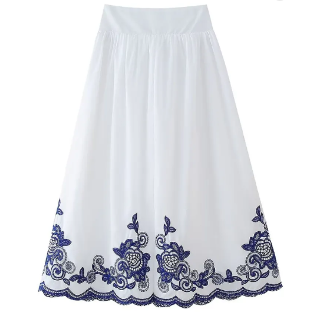 Ladies New Embroidered Contrast Skirt clothing kakaclo   