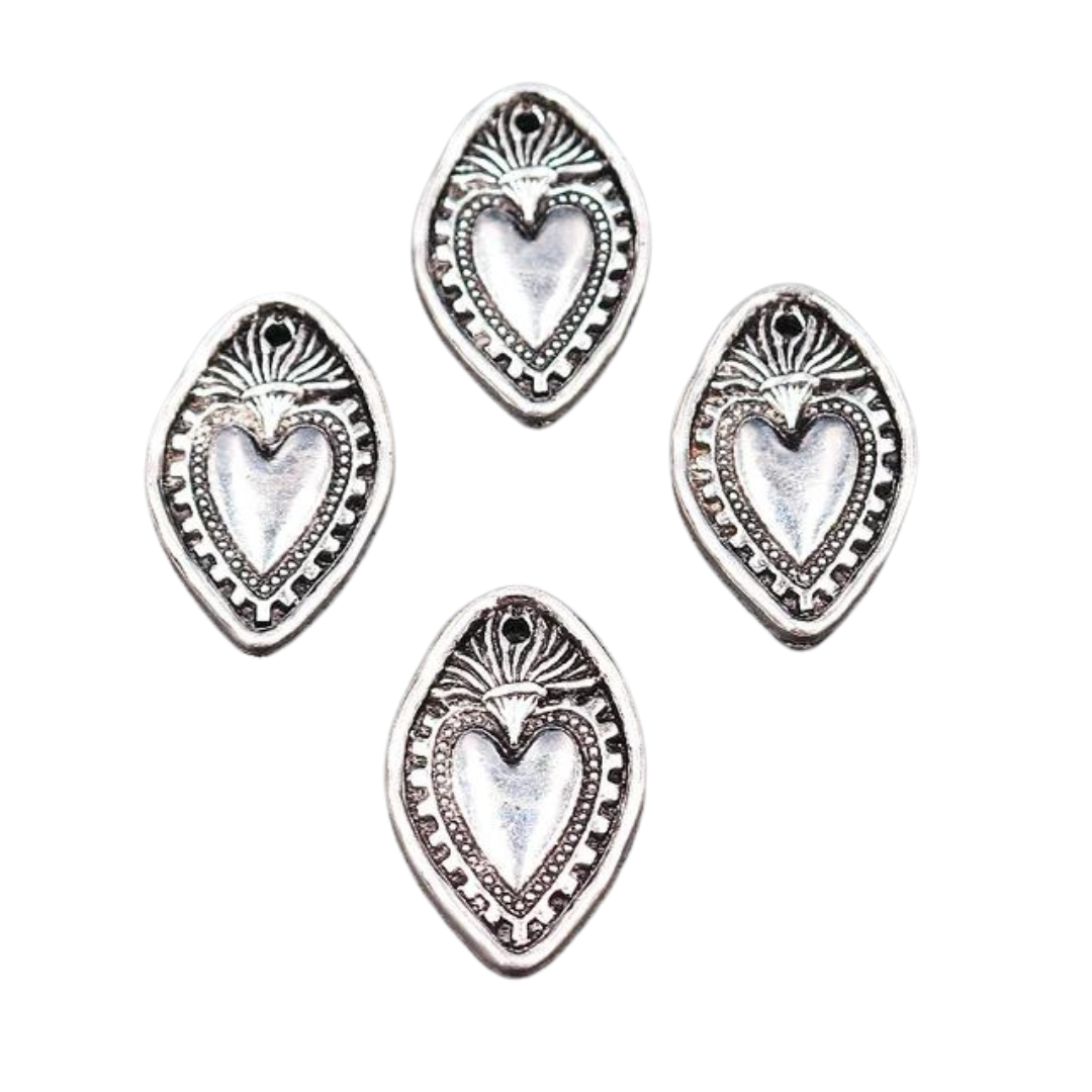 8pcs little Decorative Silver Hearts Charms Shopella   