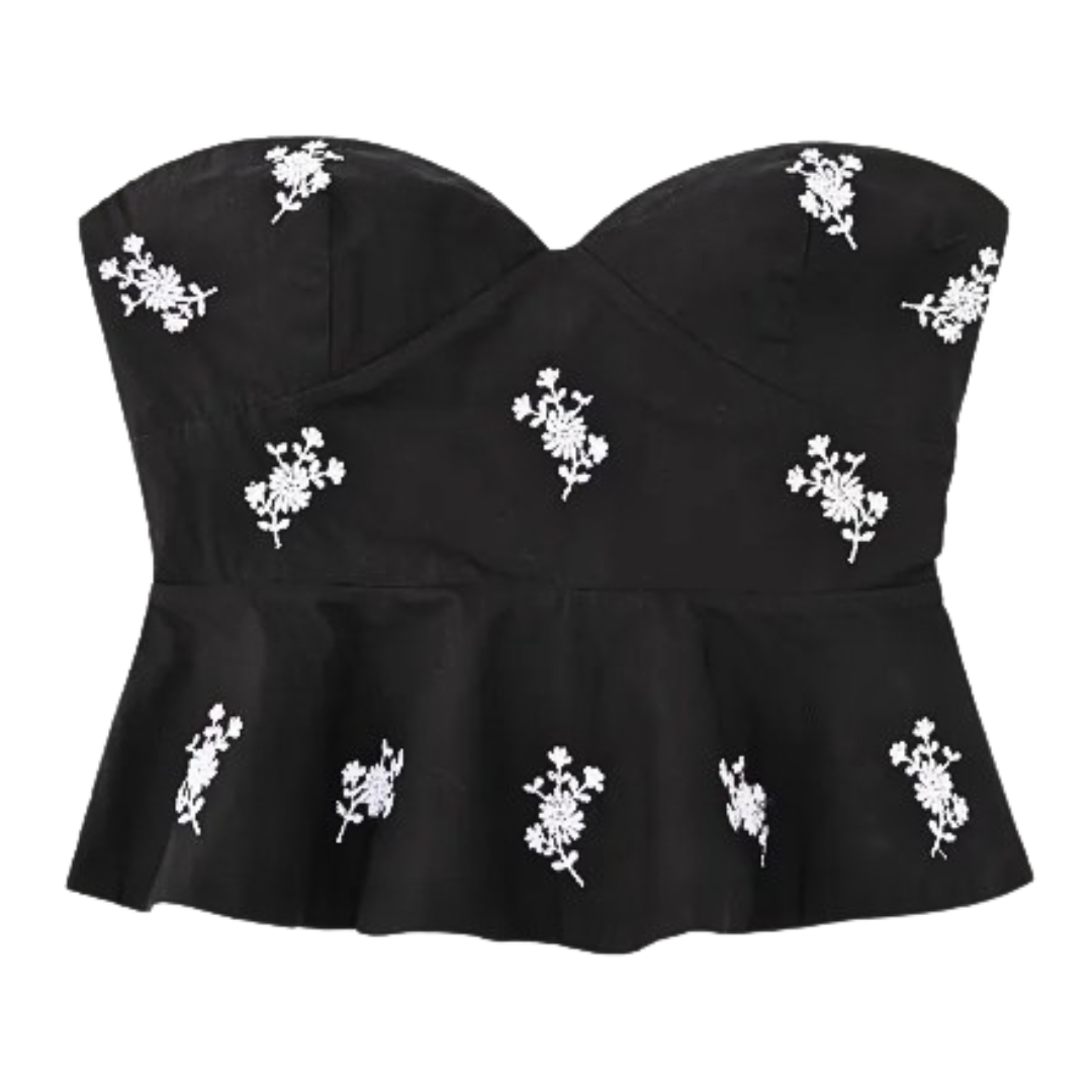 Black Embrodiery Strapless Party Top (Copy) clothing Shopella   