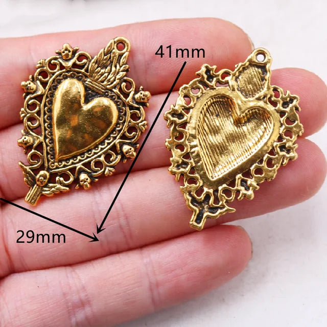 6pcs Silver & Gold Decorative Heart Pendant jewellery Shopella   