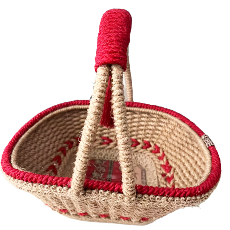 Red Retro Woven Basket baskets' Shopella