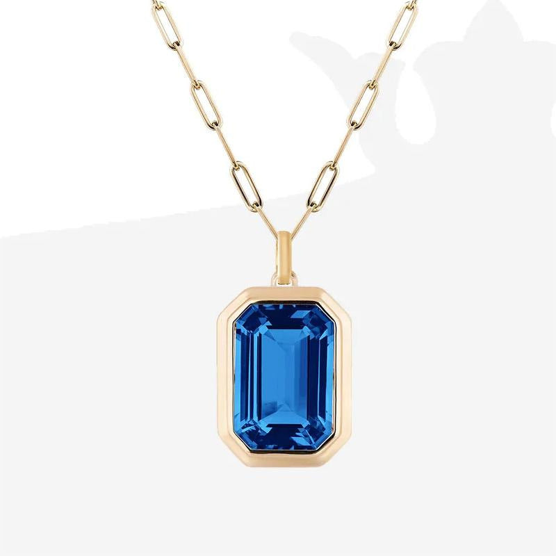 Nova Geometric Gemstone Pendant Necklace necklaces Shopella Blue