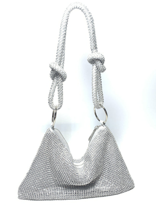 The Knotted Rhinestone Glamour Bag bags kakaclo grey