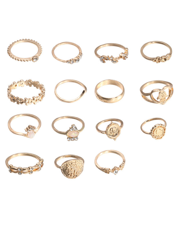 Retro 15-piece Ring Set rings kakaclo