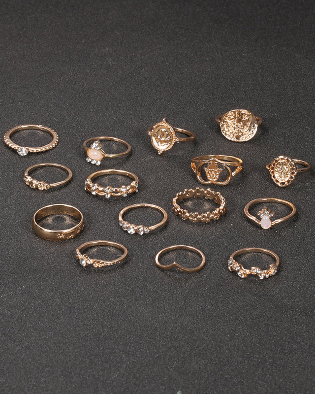 Retro 15-piece Ring Set rings kakaclo