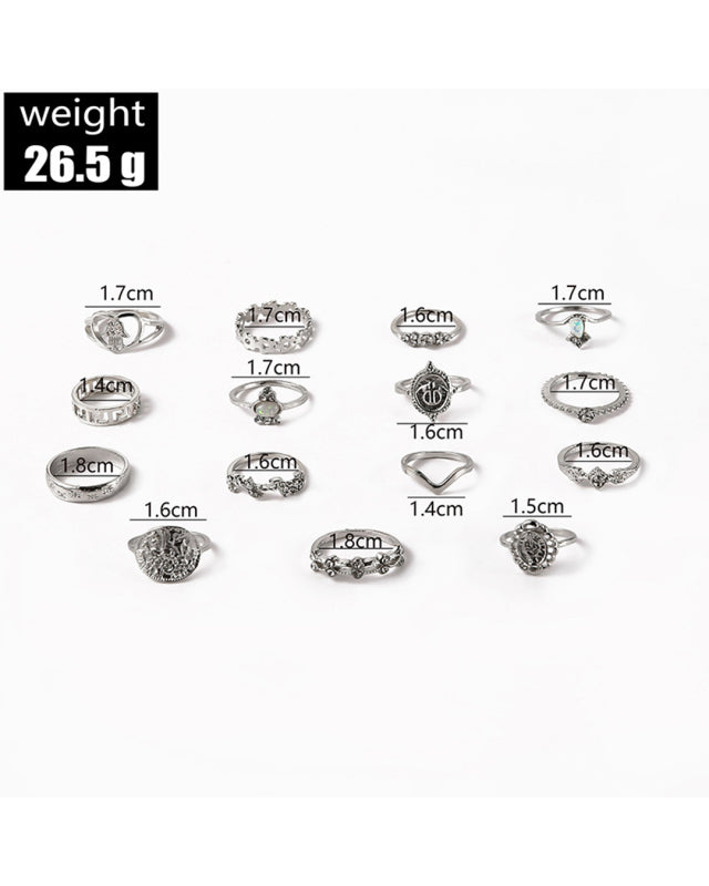 Retro 15-piece Ring Set rings kakaclo