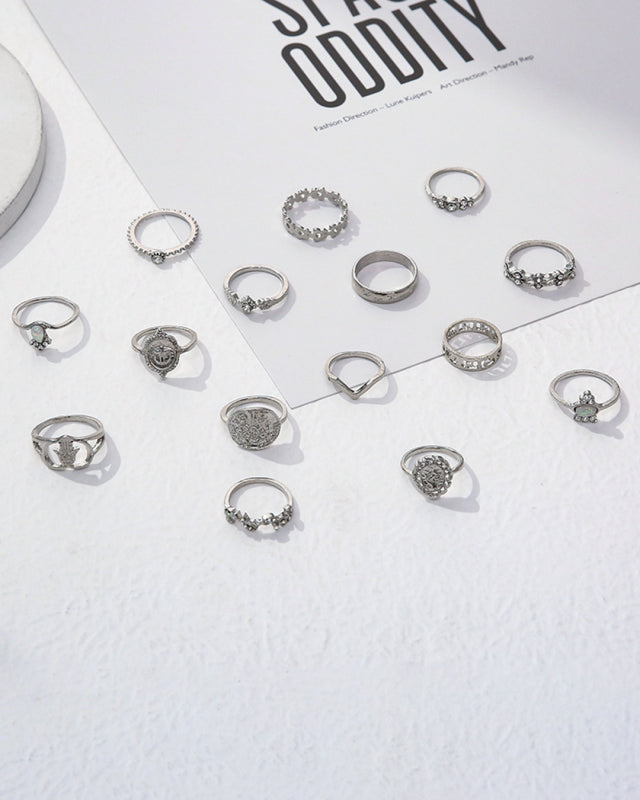 Retro 15-piece Ring Set rings kakaclo