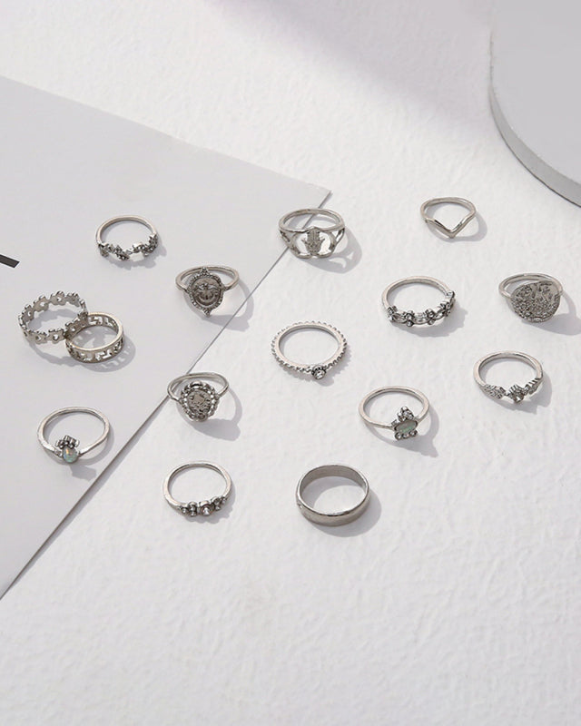 Retro 15-piece Ring Set rings kakaclo