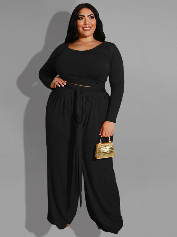 Plus Size Mega Casual Two-Piece Set  kakaclo Black XL 