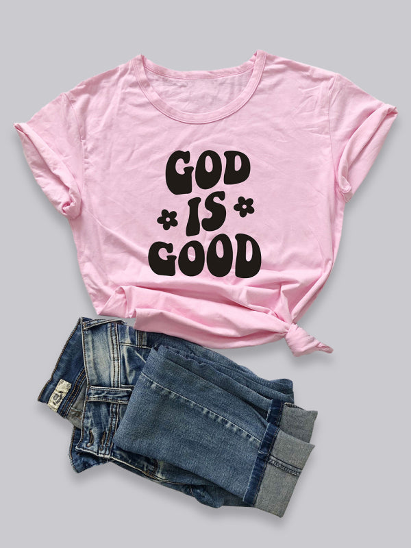 Women's Faith Graphic Tee Casual Wear  kakaclo Pink S 