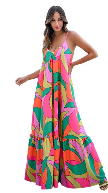 The Verona Deep Full Colour Bohemian Dress dresses kakaclo Pattern S