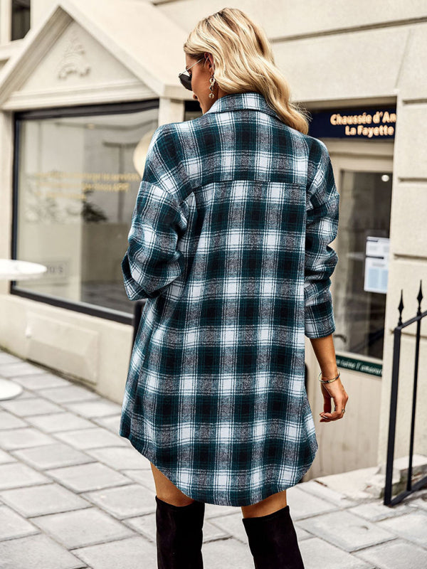 Plaid Shirt Long Tops Versatile Casual Women's Clothing  kakaclo   