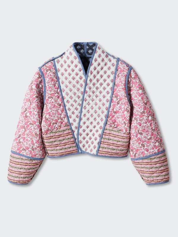 Stunning Pink Pattern printed reversible Cotton Coat jackets kakaclo   