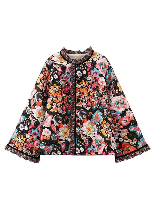 Trendy Loose Winter Print Quilted Coat jackets kakaclo   