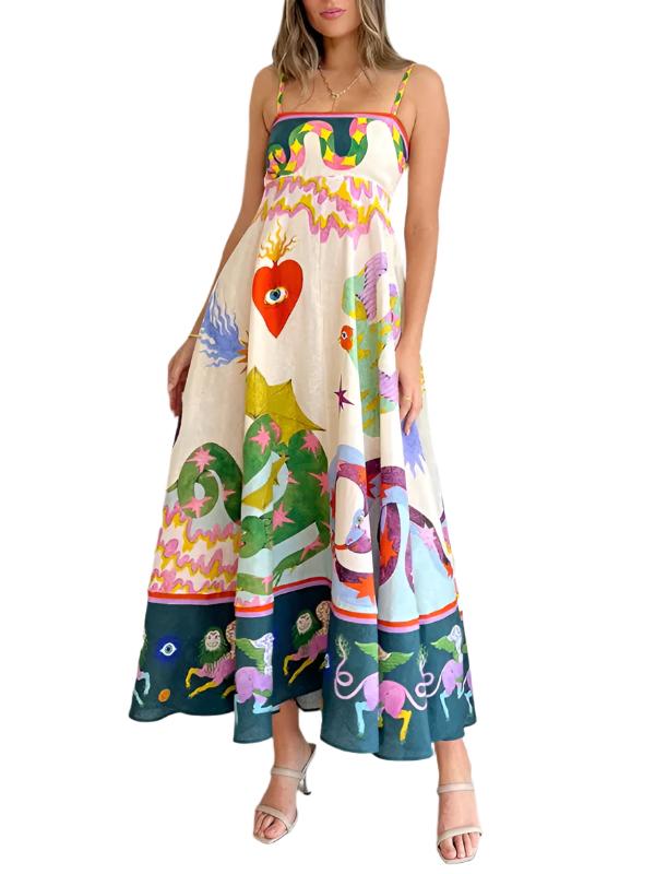 New casual long printed sleeveless swing dress dresses kakaclo Photo Color S 