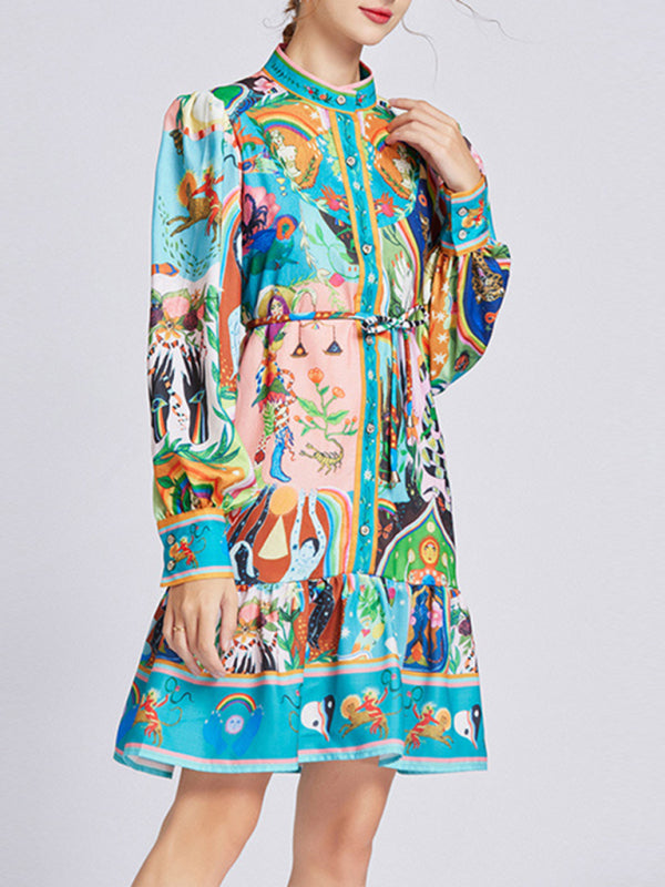 The Rachel Retro Patterned Midi Dress dresses kakaclo