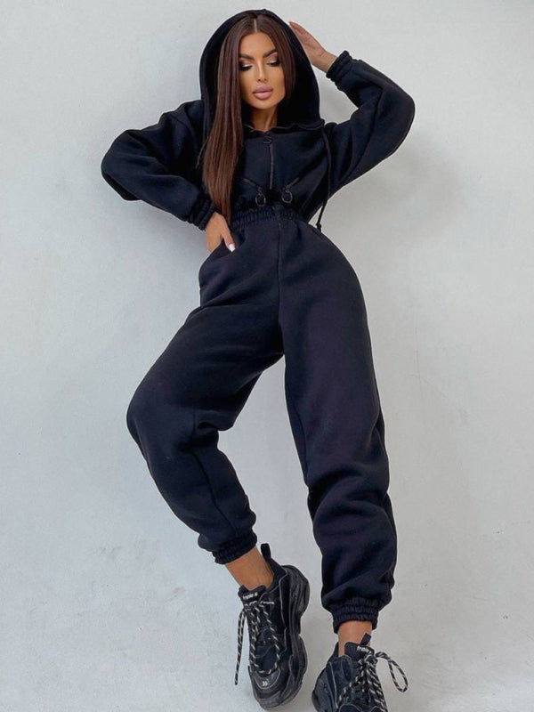 Title: Women Zip Up Casual Tracksuit Set  kakaclo Black S 