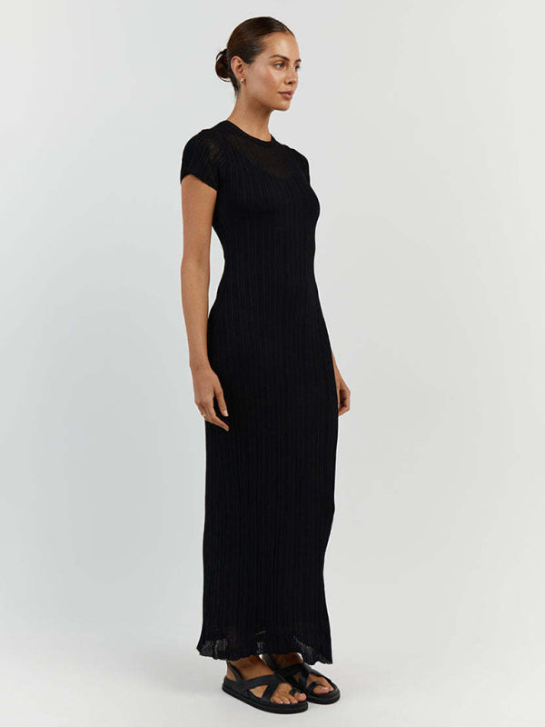 See-through Casual Knitted Dress dresses kakaclo   